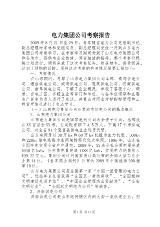 电力集团公司考察报告