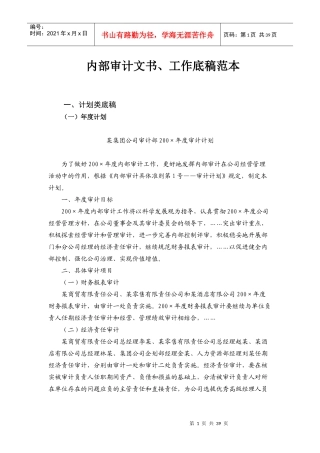 内部审计文书、工作底稿范本