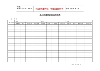 客户销售收款状况分析表