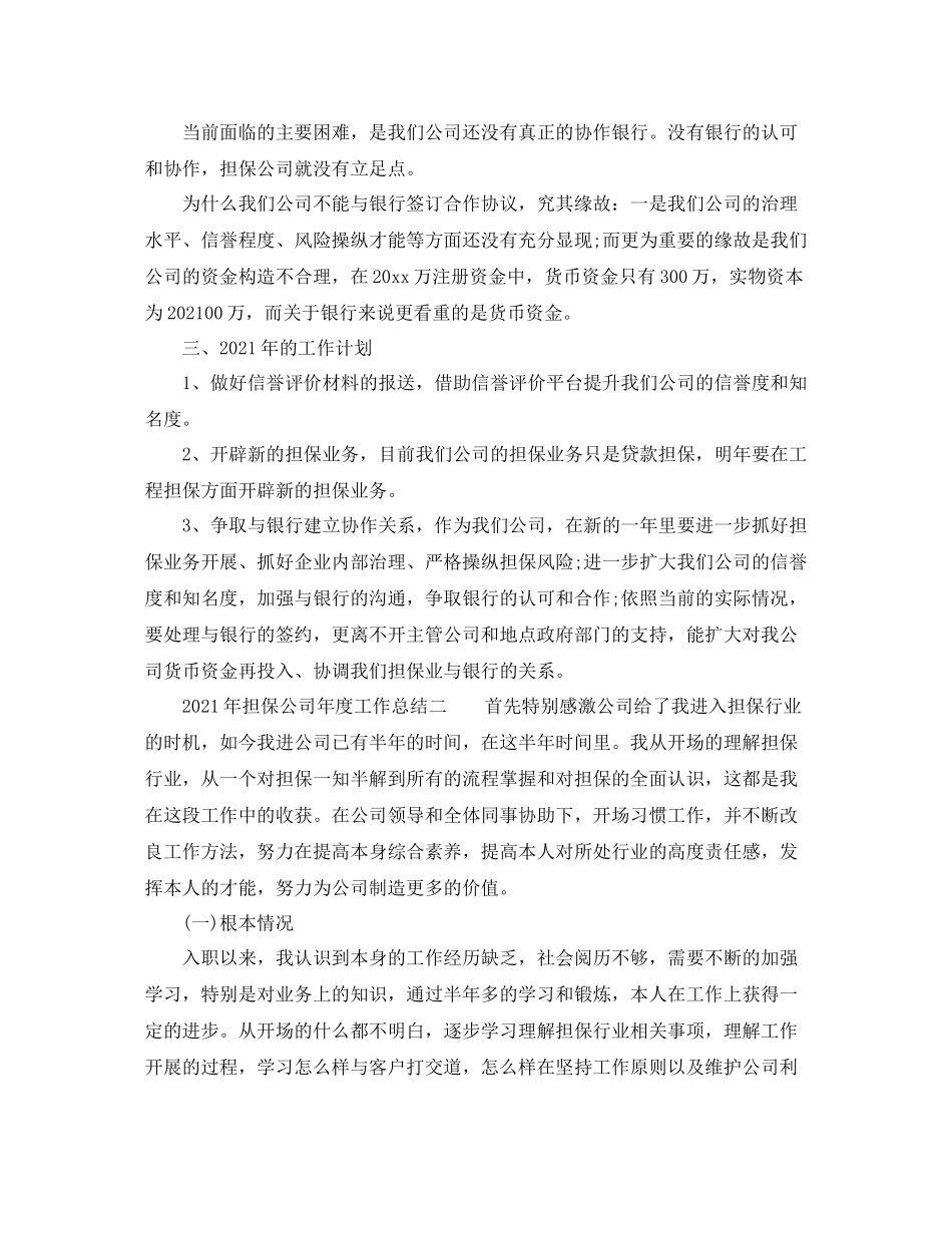 2021年度工作参考总结担保公司年度工作参考总结_第2页