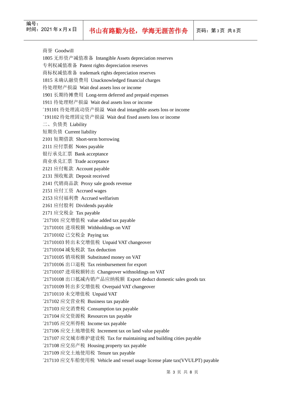 会计科目中英对照_第3页