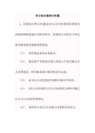 审计综合案例分析