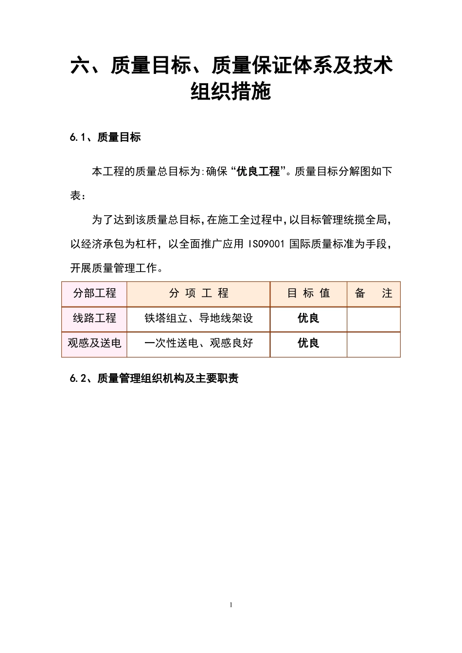 质量目标质量保证体系及技术组织措施_第1页