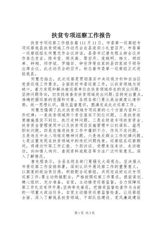 扶贫专项巡察工作报告