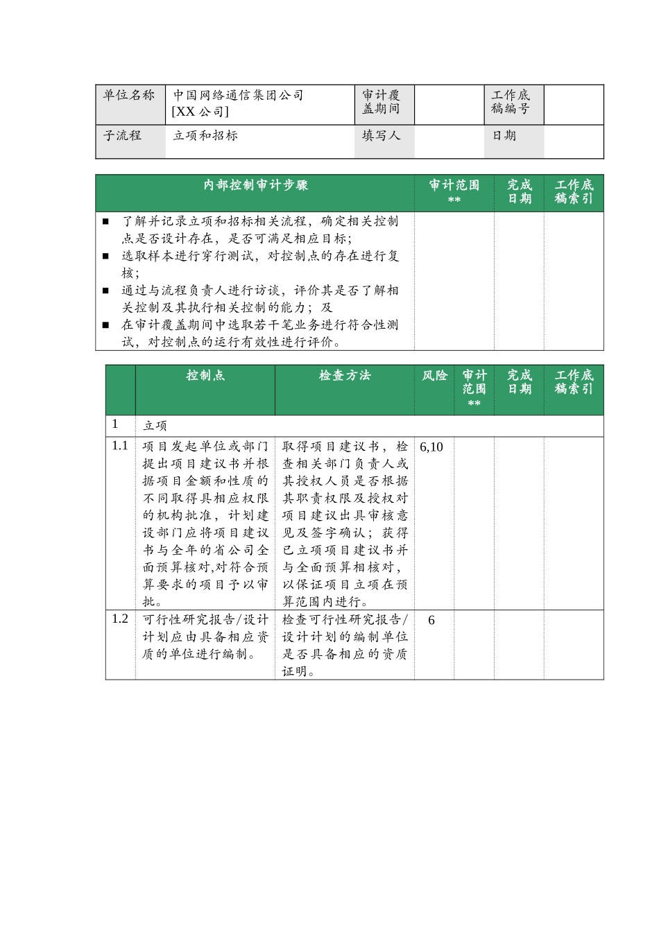内部审计-某公司内控审计资料-资本性支出审计方案_第3页
