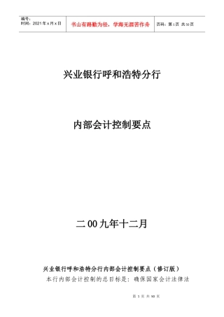 兴业银行内部会计控制要点
