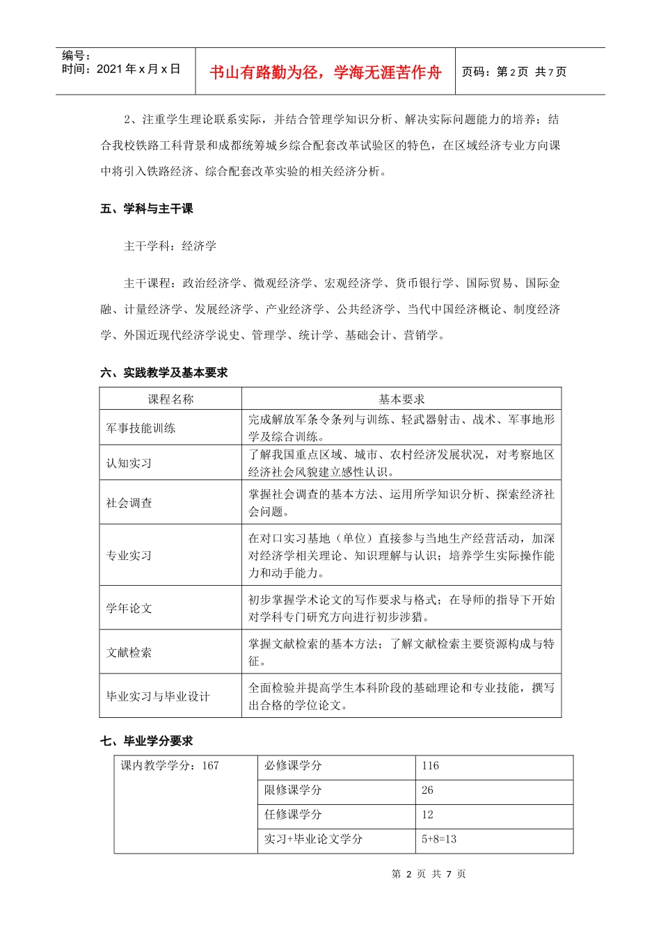 经济学专业08培养计划_第2页
