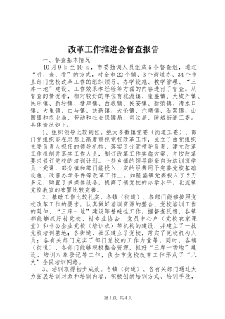 改革工作推进会督查报告