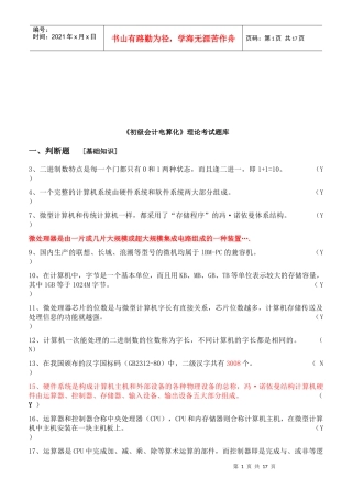 《初级会计电算化》理论试题