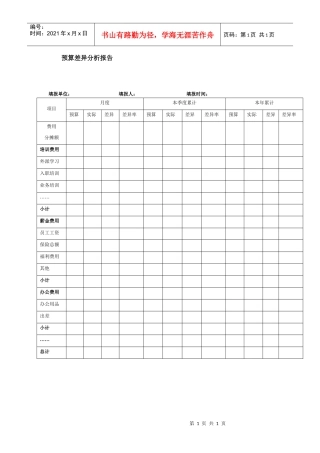 预算差异分析报告