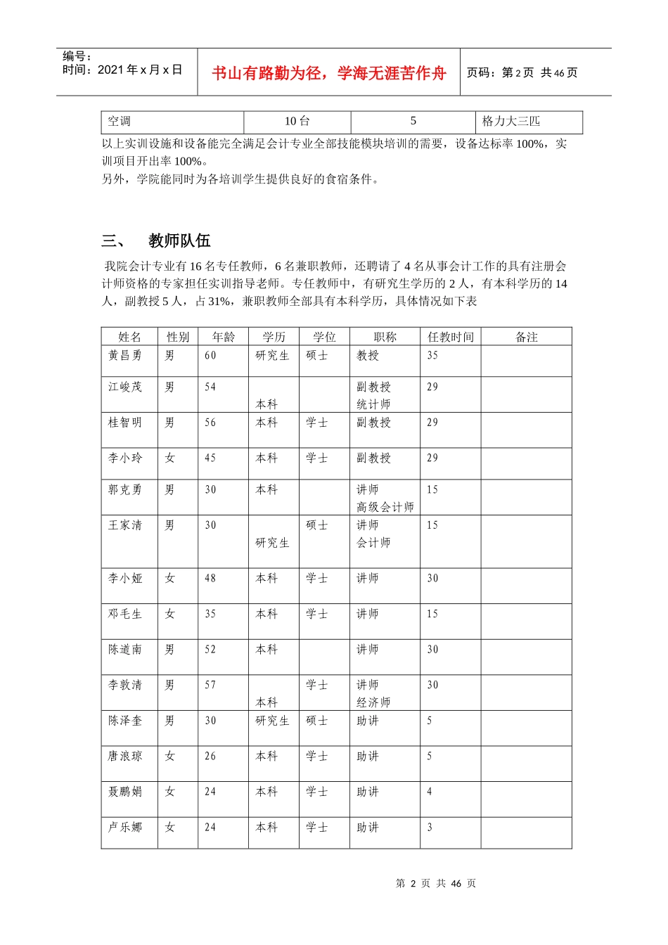 教师财务会计与专业技能管理知识培训方案_第2页