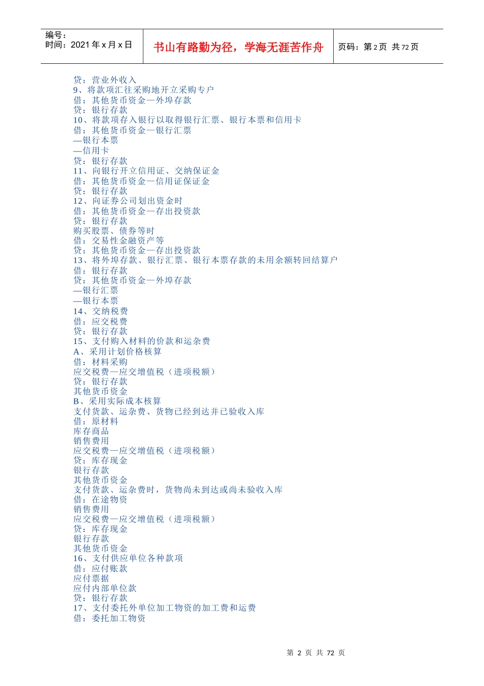 XXXX会计科目应用之会计分录大全_第2页