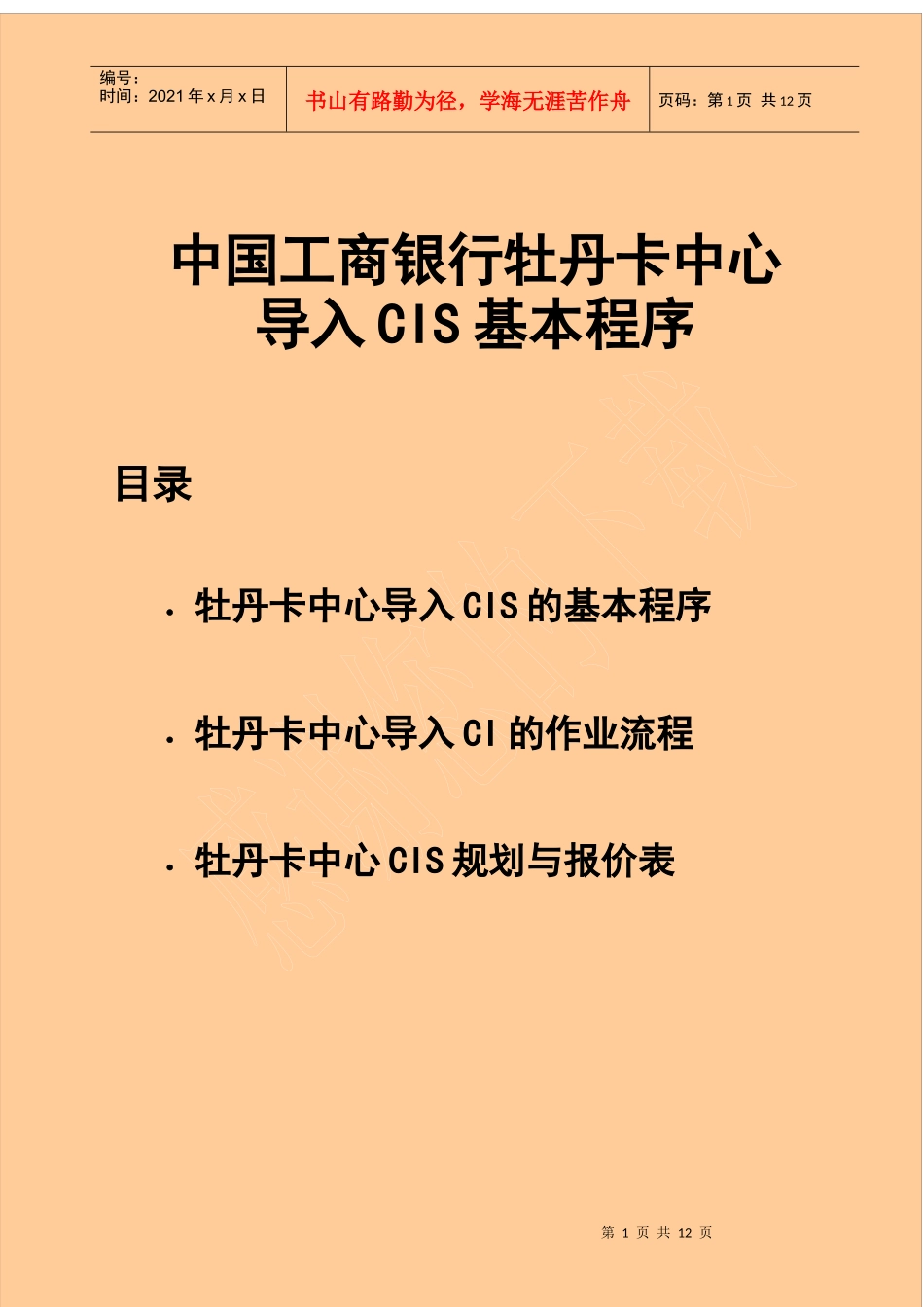 中国某银行牡丹卡中心vis手册报价_第1页