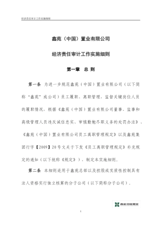 经济责任审计工作实施细则