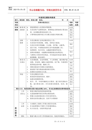 财务主管岗位绩效考核表主管级