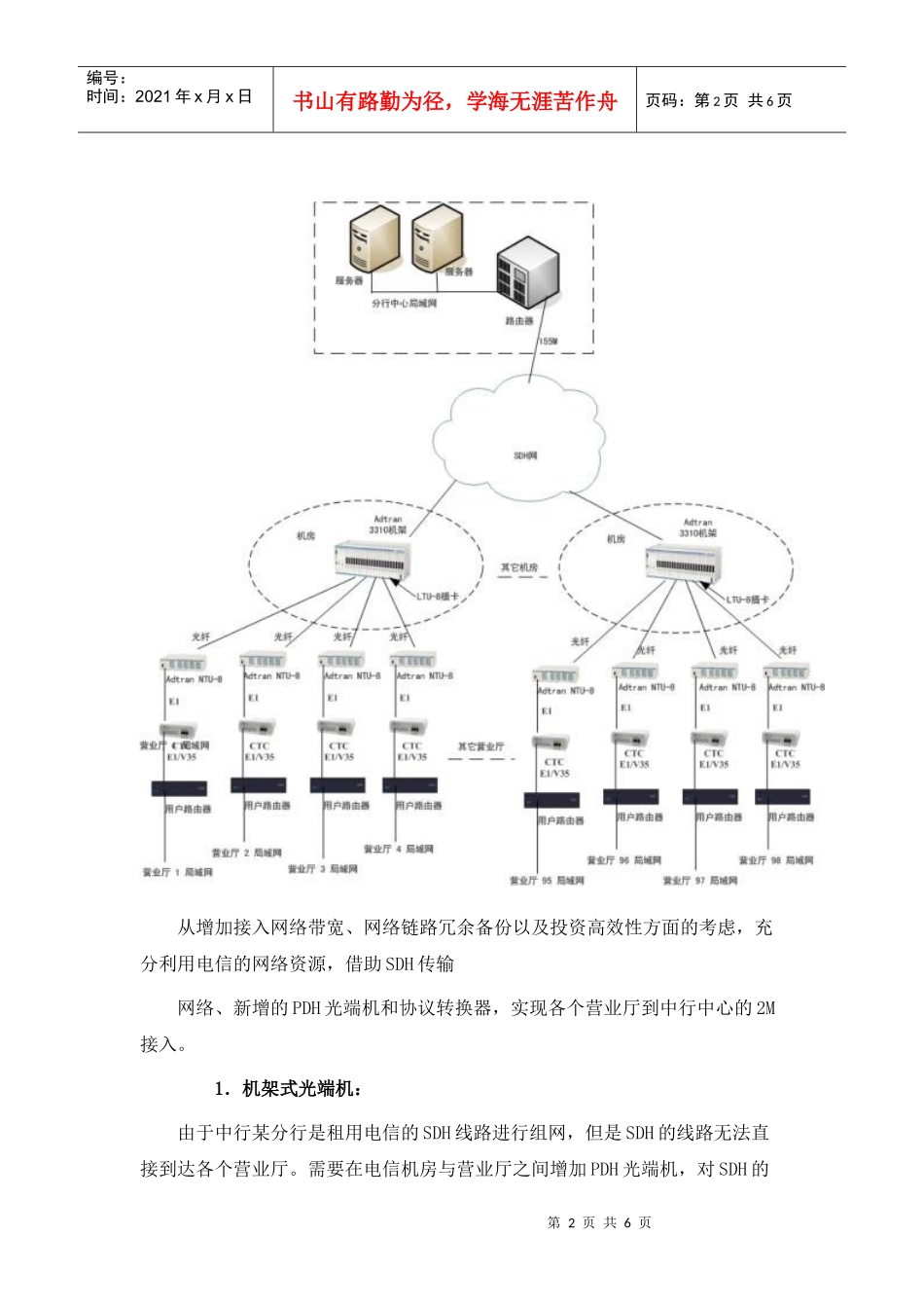 某银行某分行SDH网络方案_第2页