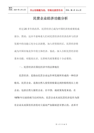 民营企业经济功能分析(1)