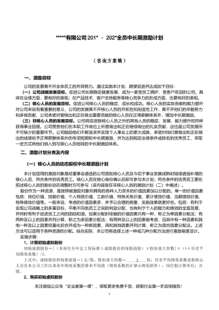 某公司动态股权激励方案培训资料