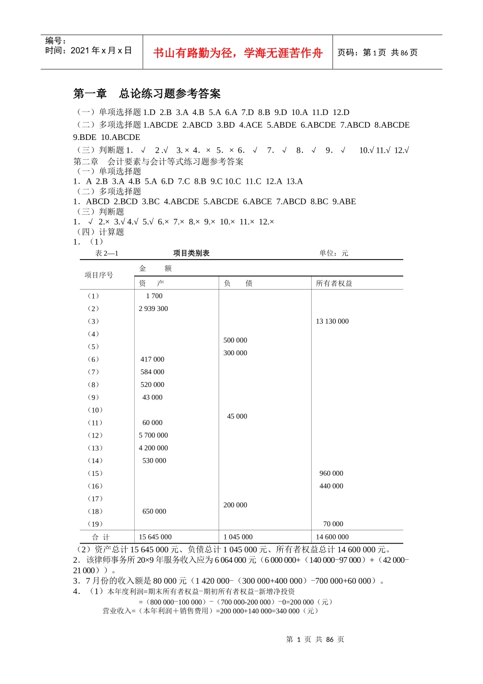 基础会计习题与案例答案东北财经第二版(整理)_第1页