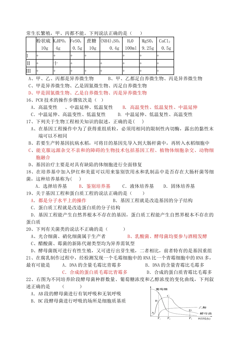 三水中学20122013学年下期高二第一次月考理科生物_第3页