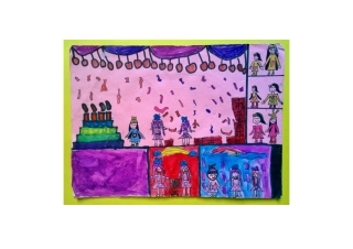 三年级学生美术作业：《巨人和小矮人历险记》（二）