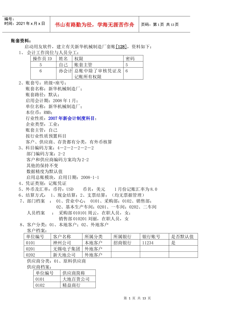 新财务会计与管理知识分析练习题准则_第1页