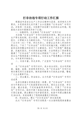 打非治违专项行动工作汇报