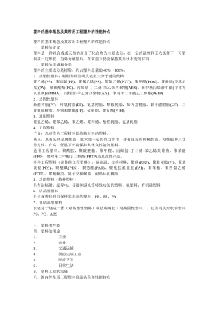 塑料的基本概念及其常用工程塑料的性能特点40269