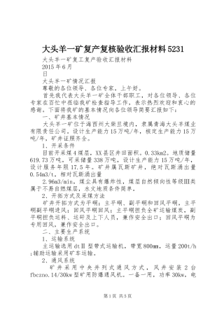 大头羊一矿复产复核验收汇报材料5231