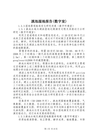 滇池湿地报告(数字室)