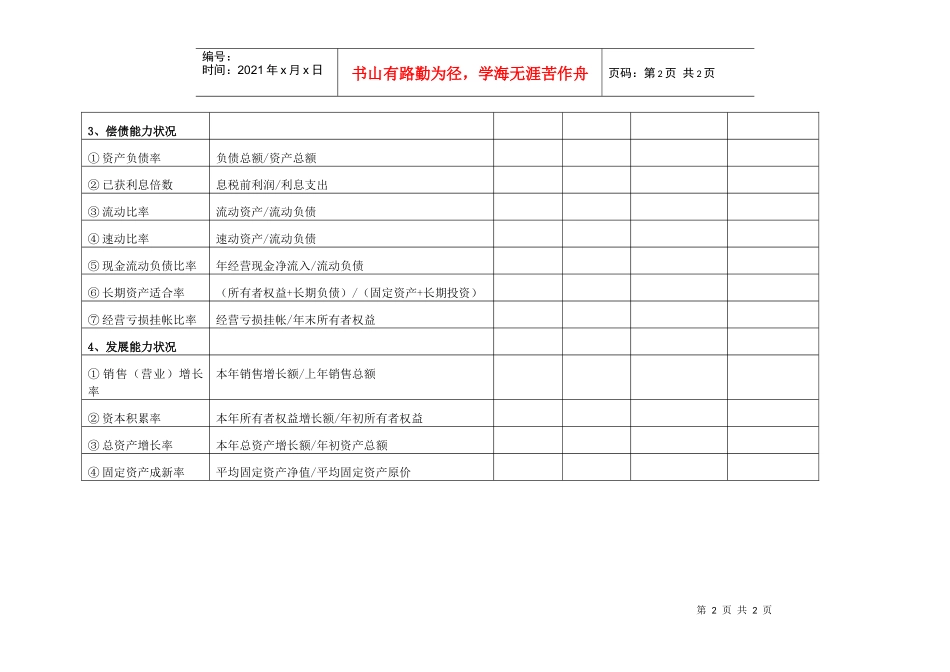 财务指标评价分析表_第2页