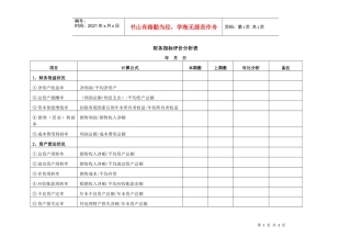 财务指标评价分析表