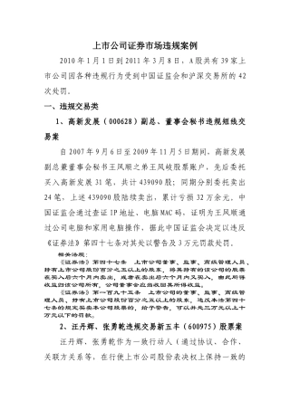 上市公司证券市场违规案例