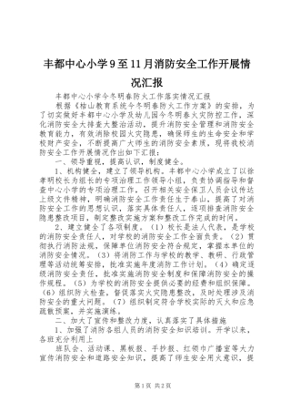 丰都中心小学9至11月消防安全工作开展情况汇报