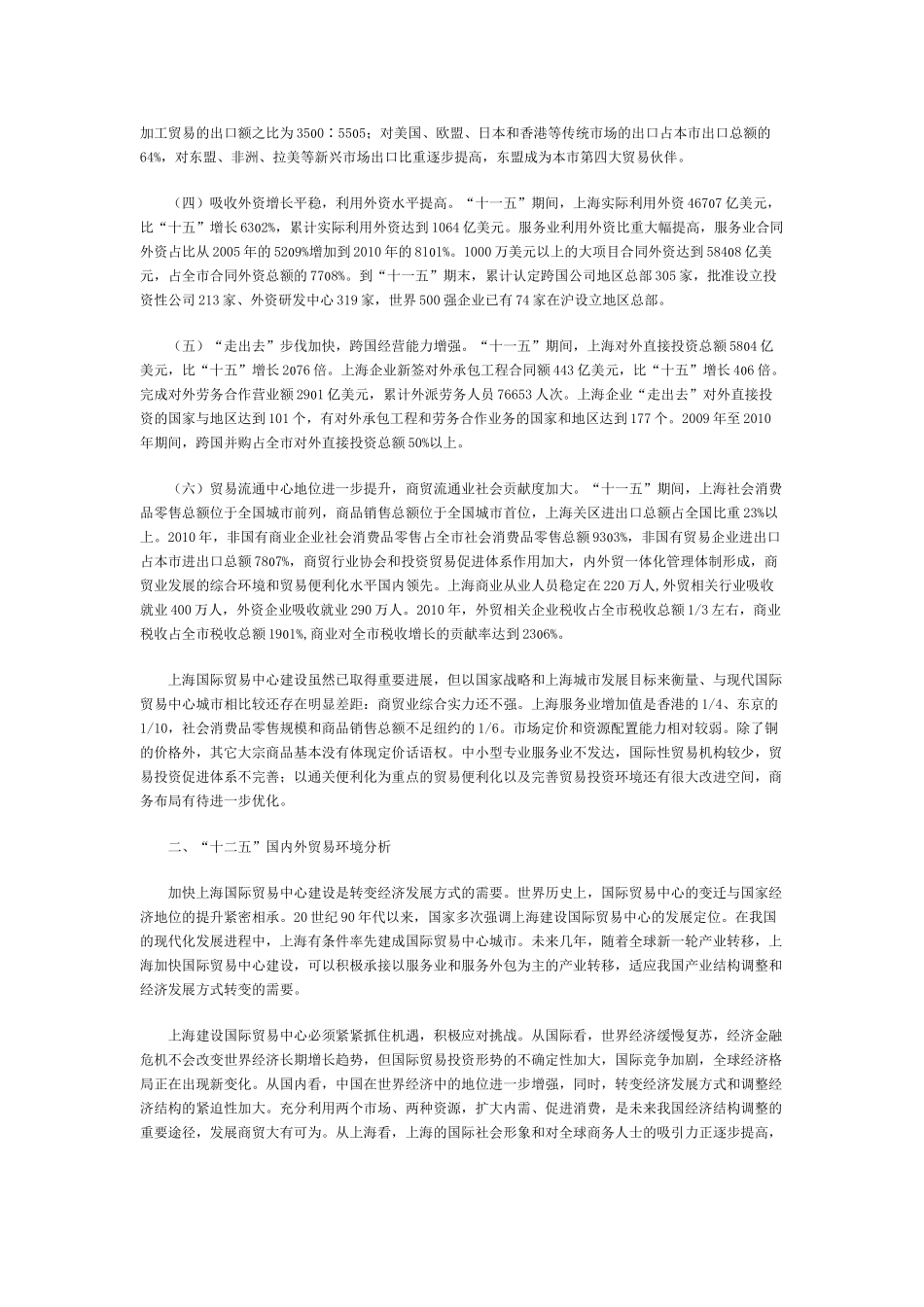 上海建设国际贸易中心“十二五”规划_第2页