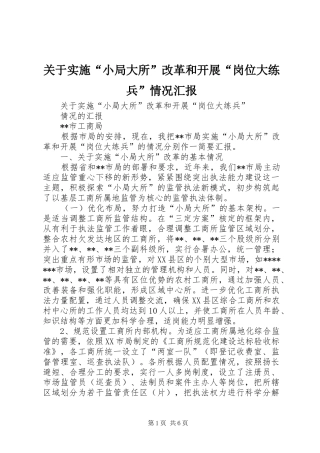 关于实施“小局大所”改革和开展“岗位大练兵”情况汇报