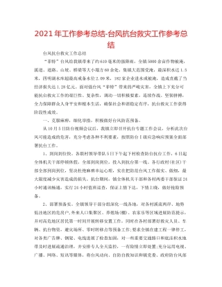 2021年工作参考总结台风抗台救灾工作参考总结