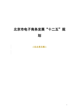 电子商务发展十二五规划--北京市