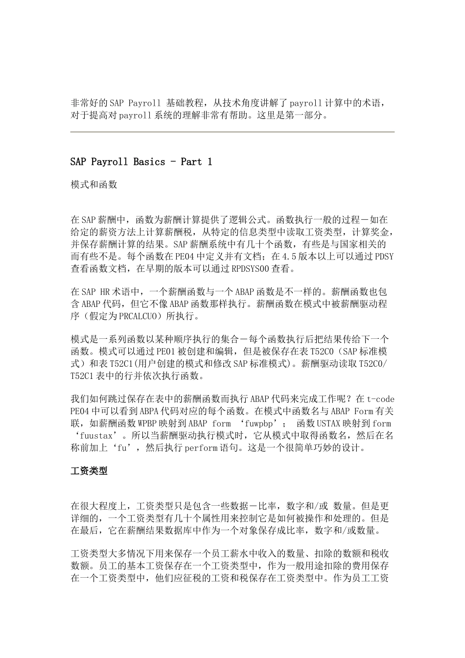 非常好得SAPPayroll基础教程，从技术角度讲解了p_第1页