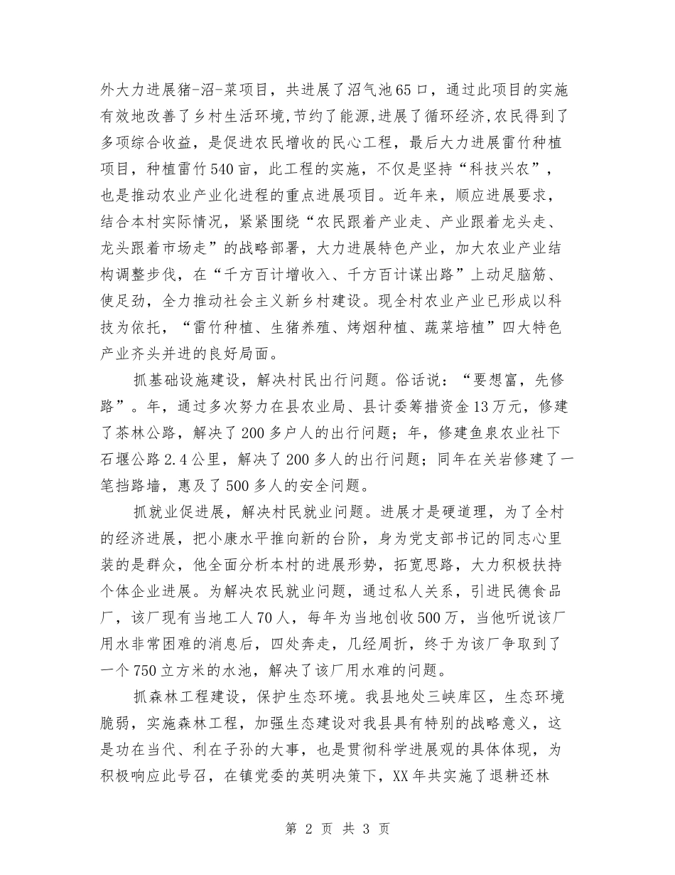 乡村党支部书记先进材料_第2页