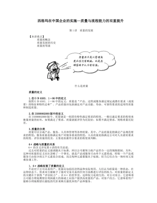 西格玛在中国企业的实施—质量与流程能力的双重提升