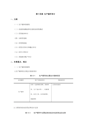 生产循环审计的特征