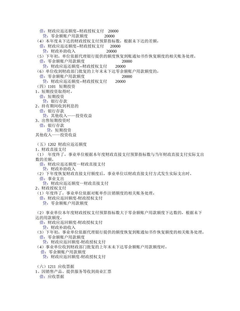 事业单位会计制度会计分录分类整理_第3页