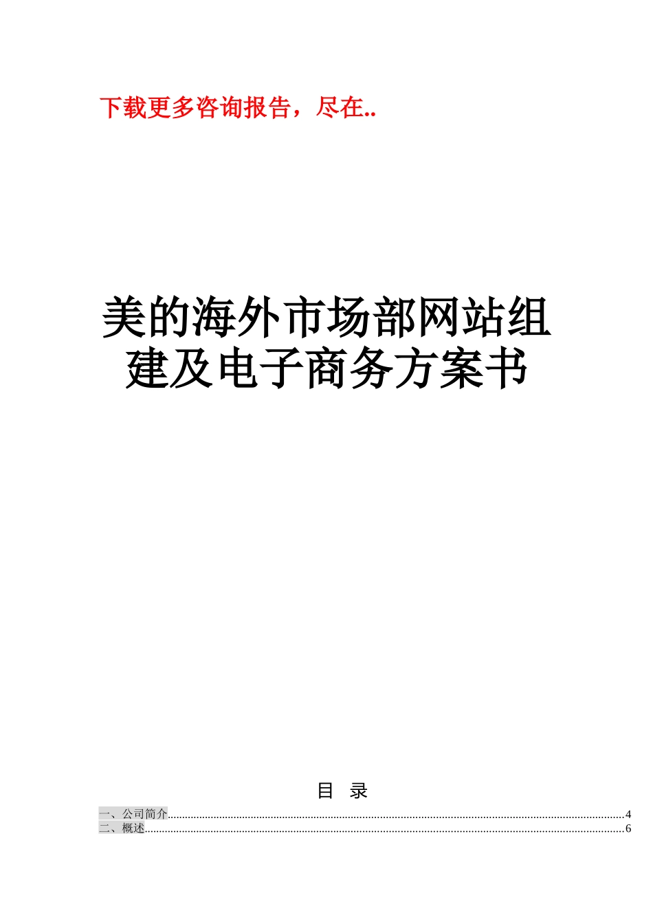 美的海外市场部电子商务方案书_第1页