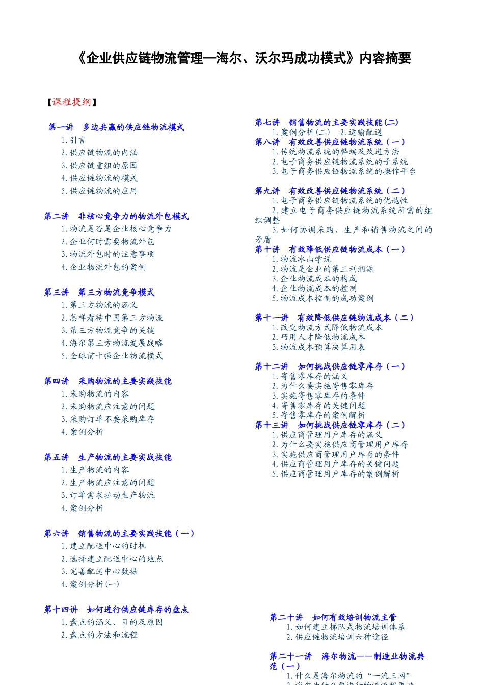 供应链物流沃尔玛海尔成功模式_第1页
