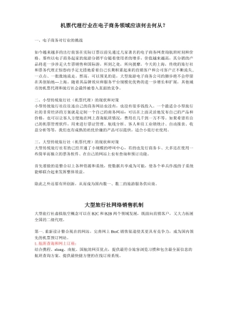 机票代理行业在电子商务领域应该何去何从？