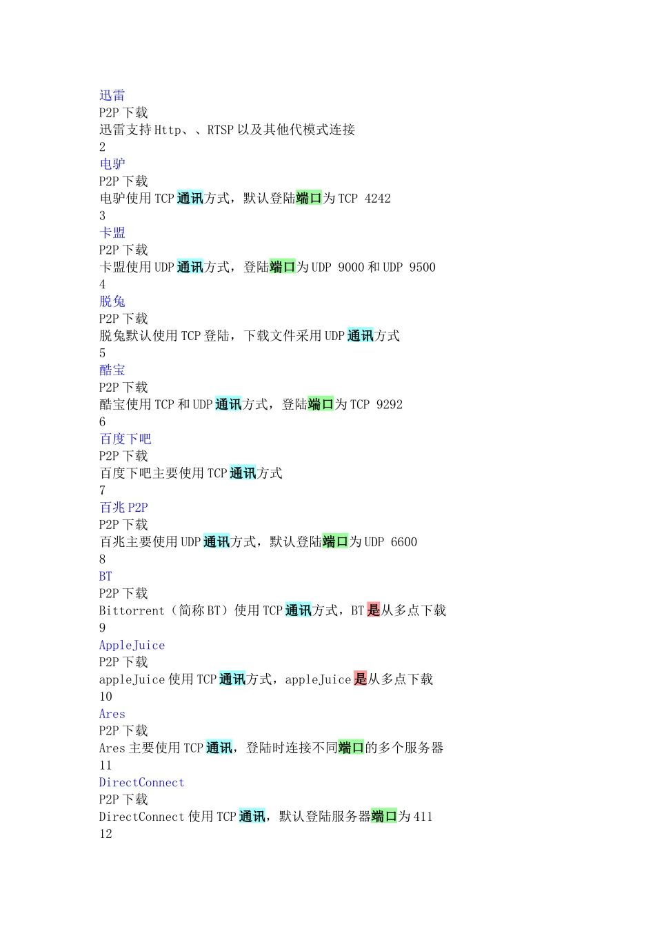 常用聊天传输工具下载软件的协议及端口_第3页