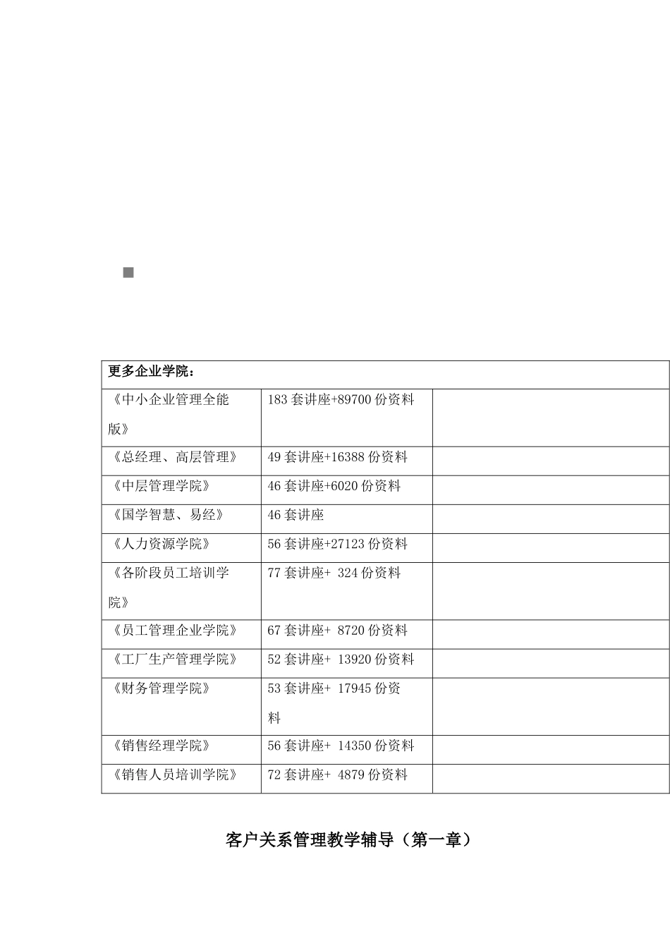 客户关系管理教学辅导资料汇编_第1页