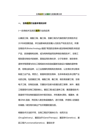 生物医药行业现状与发展前景分析