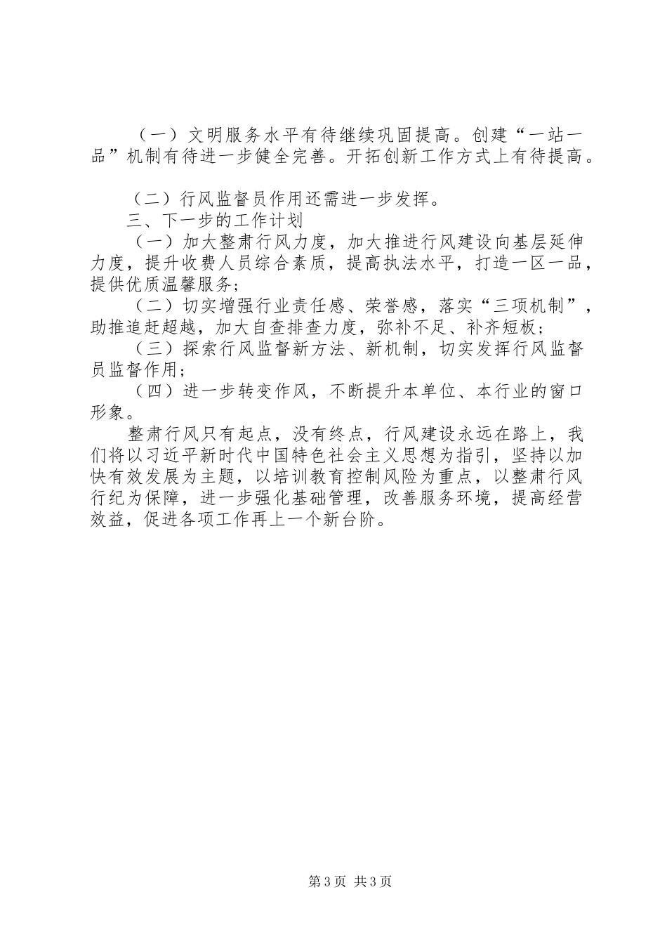 关于开展整肃行风自查工作的报告_第3页